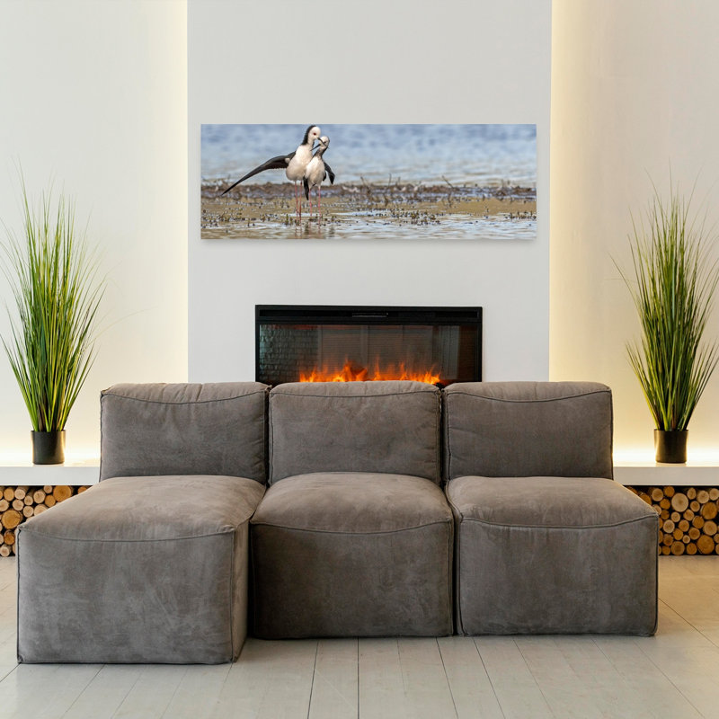 Art mural Stilts In Love Peaceful Romantic Serene Bird Nature Wildlife, H 16 po x l 48 po