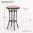 1-Piece 2-Person Round Bar Height Table, Powder-Coated Steel Frame with Brown Wood-Grain Top, Black & Brown 40-Inch Bistro Pub Table for Patio, Balcony, Home Bar & Breakfast Nook