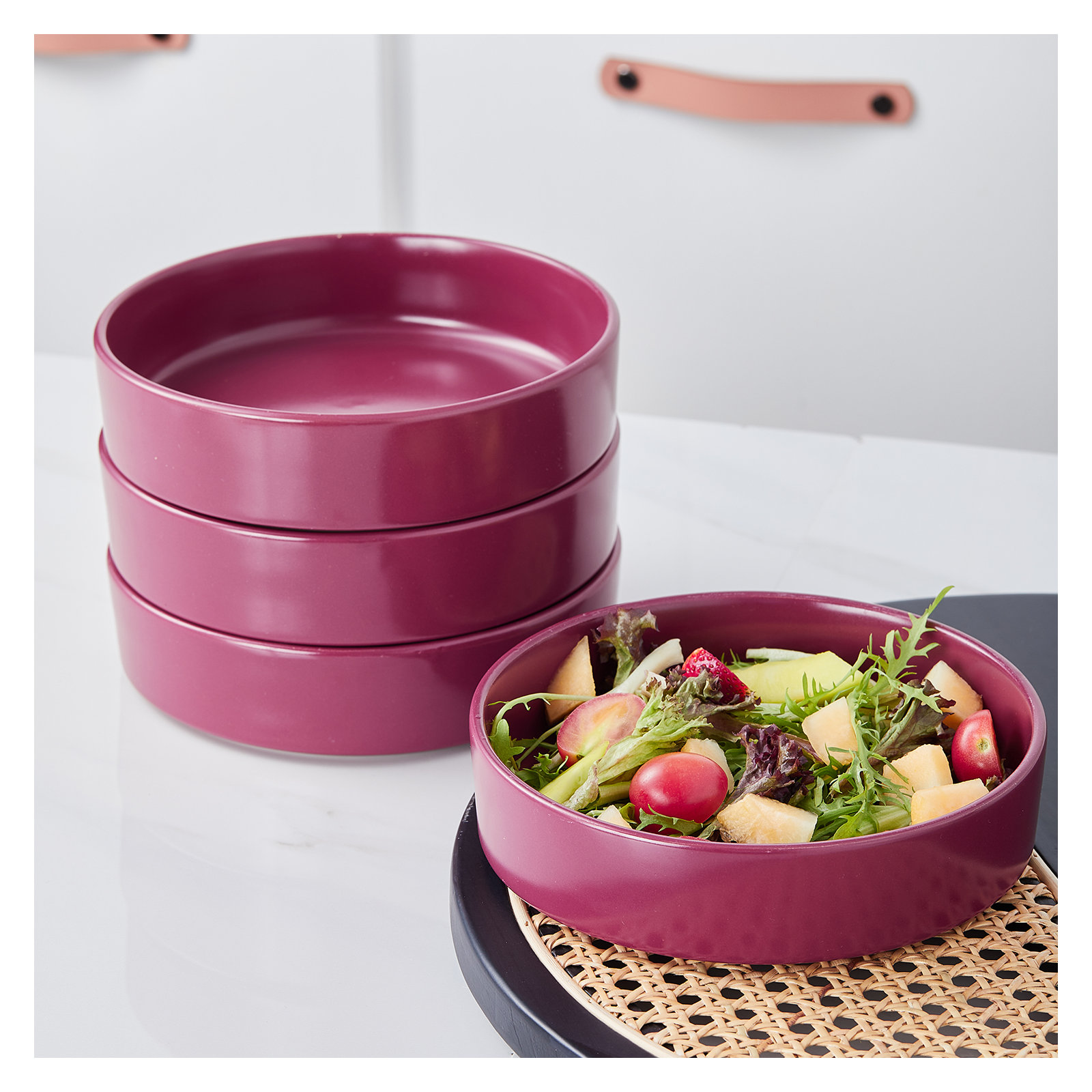 Stone Lain Cleo 16-Piece Dinnerware Set Stoneware, Maroon