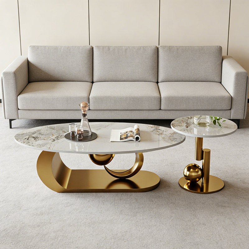 Birney, H 15,7 po x L 47,2 po x l 23,6 po, Blanc / Gris, Doré