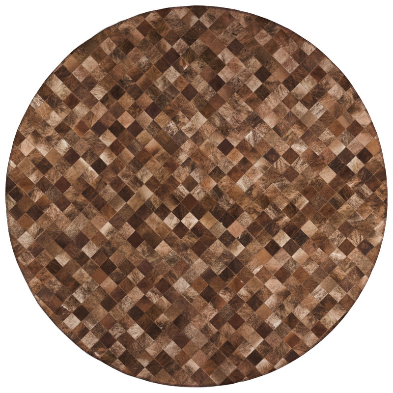 Tapis brun clair en chenille tissé à la machine Avahlynn, Rond 8 pi