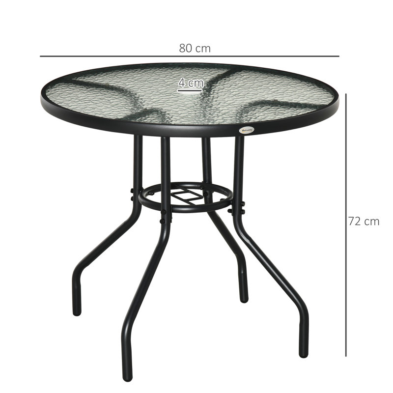 Round Metal Outdoor Dining Table With Umbrella Hole , 80cm W 80cm D