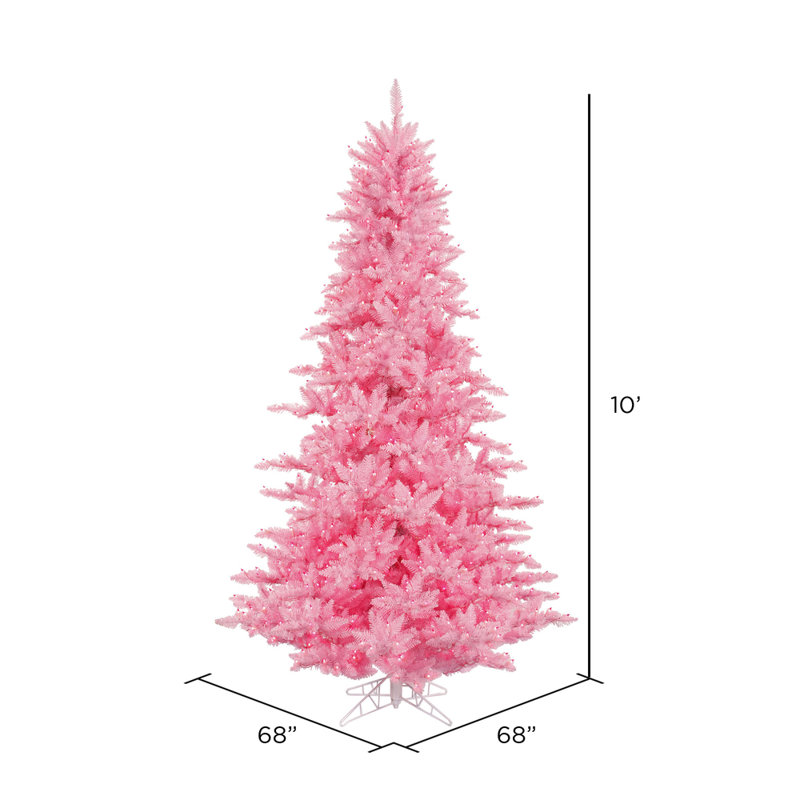 Pink Fir Artificial Christmas Tree, Pink Dura-Lit® LED, 10' H