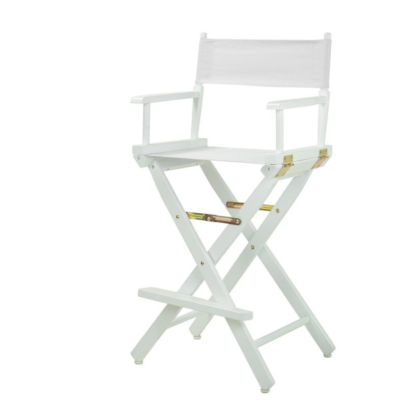 30" Folding Director Chair with Canvas, White, White