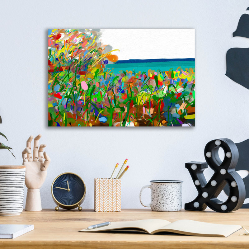 Art mural en verre Winston Porter «Méditerranée» par Cesare Bellassai, H 12 po x l 16 po x P 0,13 po