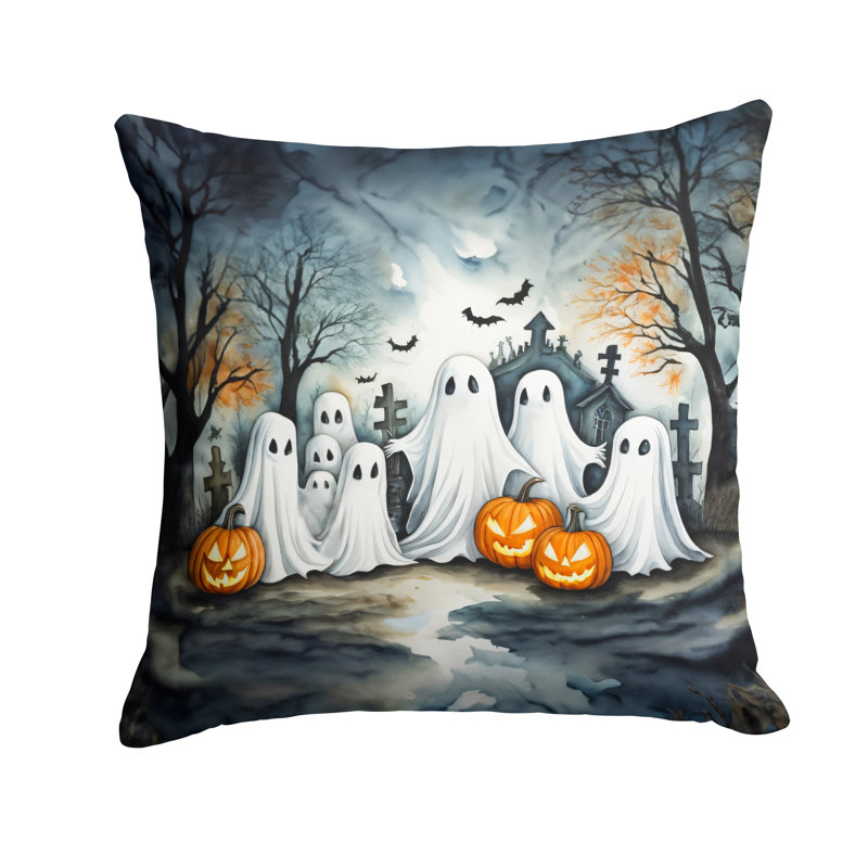 Coussin décoratif intérieur / extérieur en polyester More / Spooky More Spooky Halloween, 14 po x 14 po