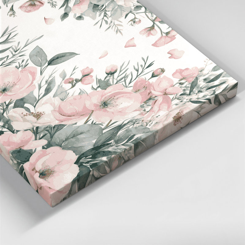 Aquarelle, art floral sur toile beige 10, H 11 po x l 14 po
