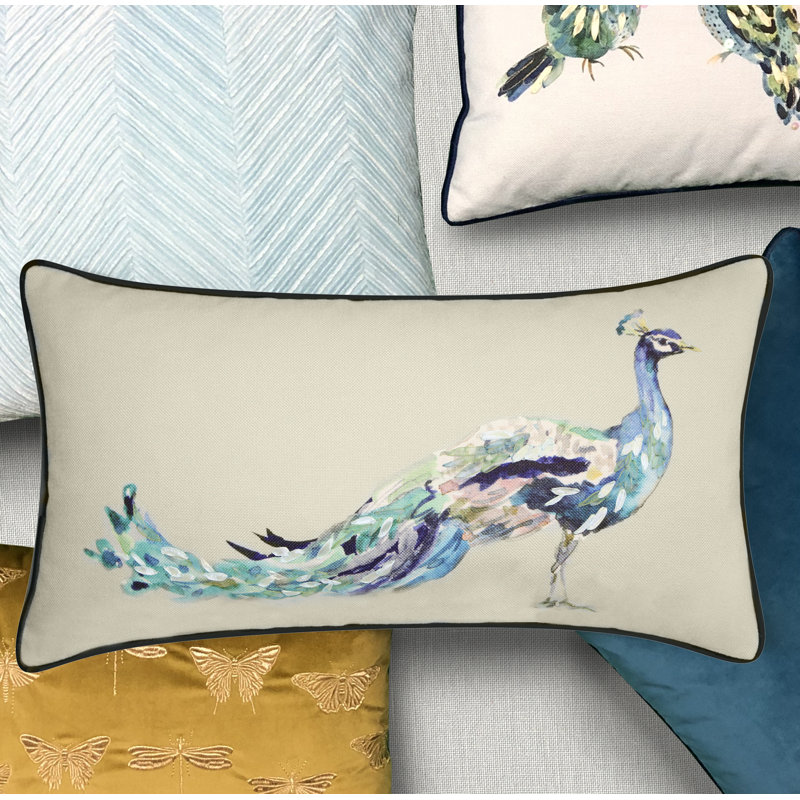 Coussin lombaire paon 14 po