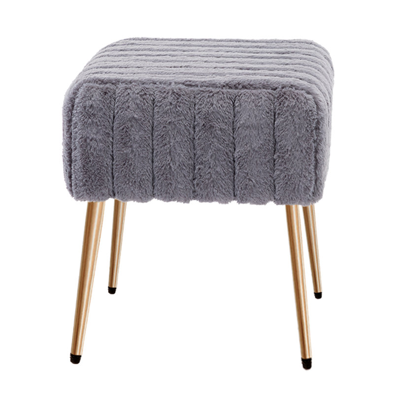 47cm Wide Rectangle Solid Colour Footstool Ottoman, Grey