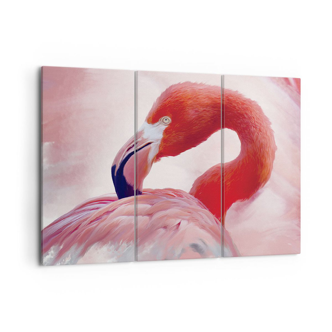 3-tlg. Leinwandbilder-Set Flamingo Bird Portrait