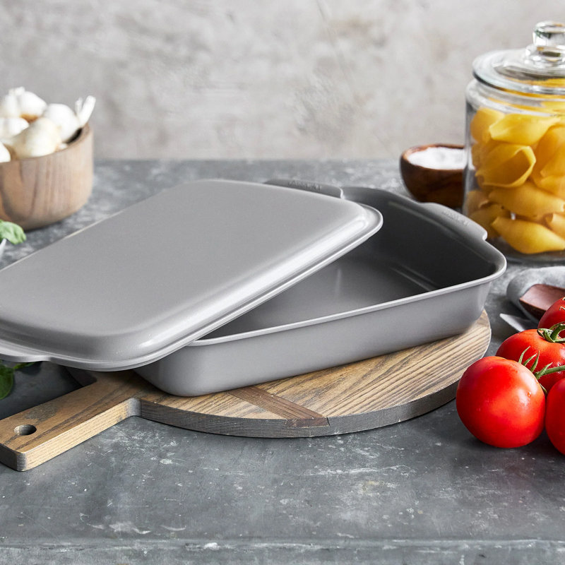 GreenPan Premiere Ovenware Healthy Ceramic Nonstick 14.6" x 9.5" Rectangular Baking Pan with Lid