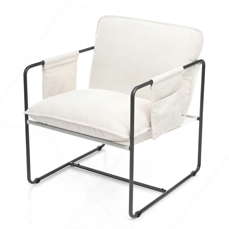 Fauteuils suspendus 2 pièces à structure en métal avec poches de rangement, Polyester blanc