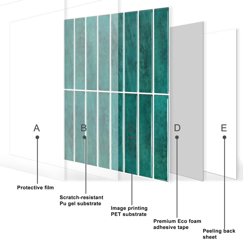 10Pcs Peel and Stick 2.5mm Backsplash Tiles