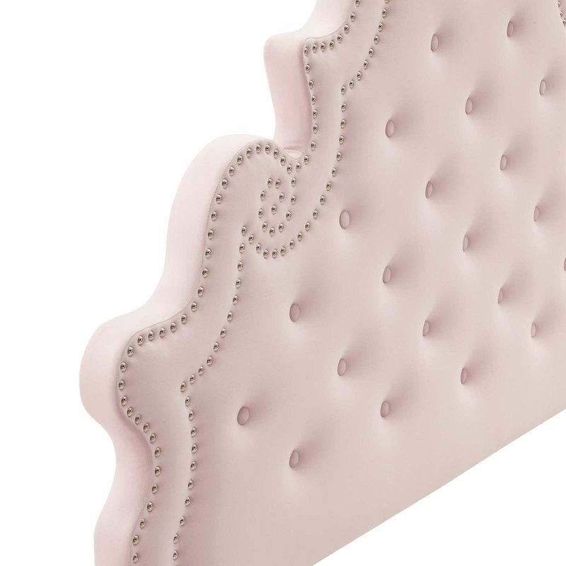 Modway Gwyneth Tufted Performance Velvet Platform Bed, Pink, Full/Double