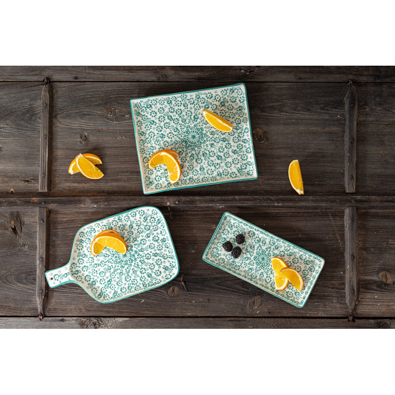 Coppermill Kitchen Hand Painted Ceramic Ceramic Tray, White