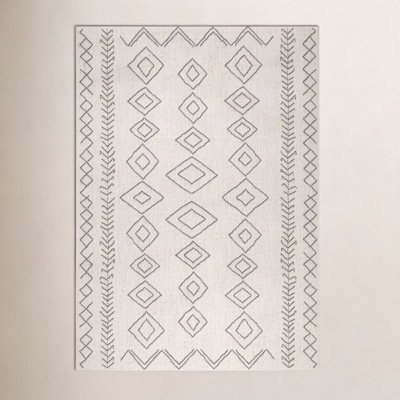 Union Rustic Ivory Dark Grey Outdoor Moroccan Rug