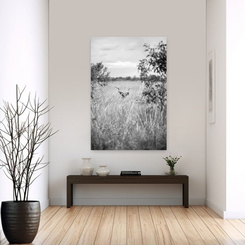 Art contemporain avec paysage de cerfs paisibles sereins tranquilles, H 60 po x l 40 po