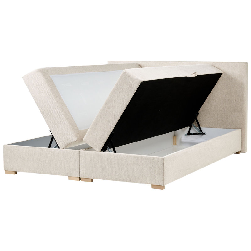 Upholstered Bed with Mattress, Super King (6'), Light Beige