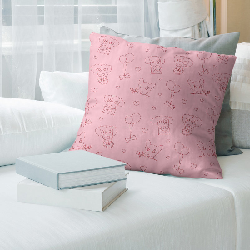 Microsuede Reversible Throw Pillow, 14" x 14", Pink/Red Glitter
