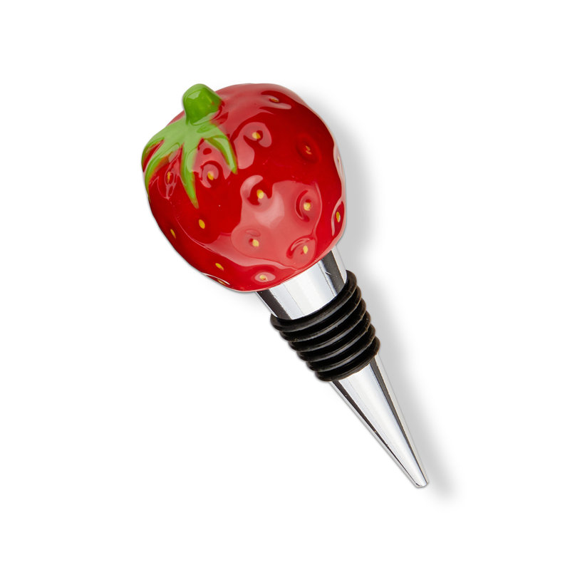 Strawberry Bottle Stopper Red Multi Earthenware Everyday