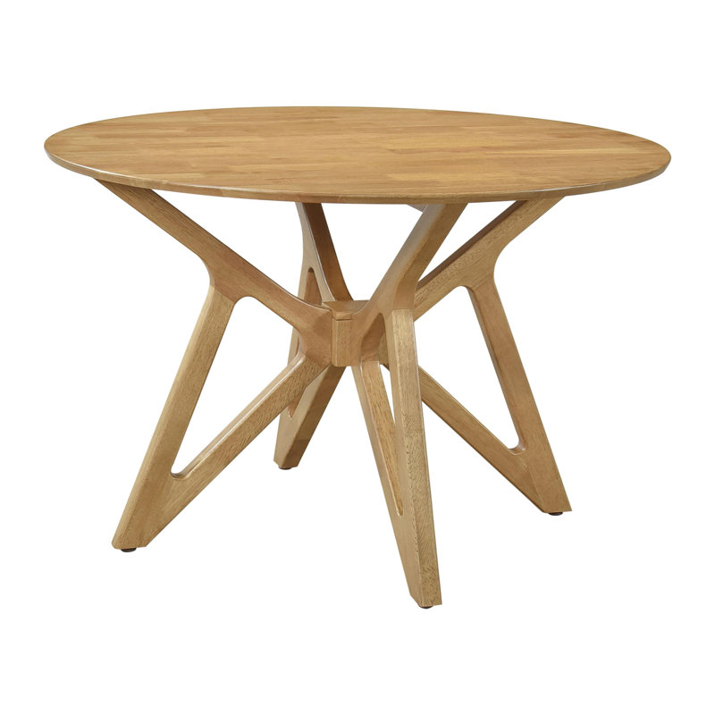Table de salle à manger ronde en bois massif de 42 pouces noyer clair