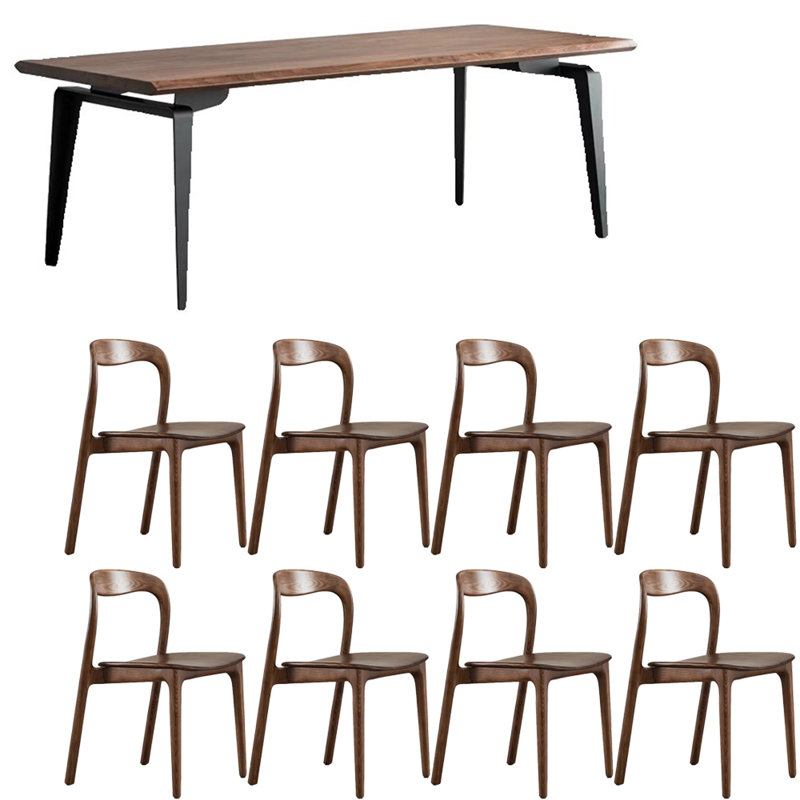 Ensemble de table de salle à manger en bois massif de style nordique, H 29,5 po x L 94,4 po x l 35,4 po