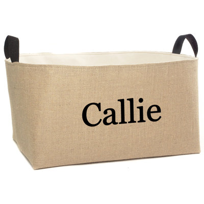 Très grand bac de rangement personnalisé en toile de jute