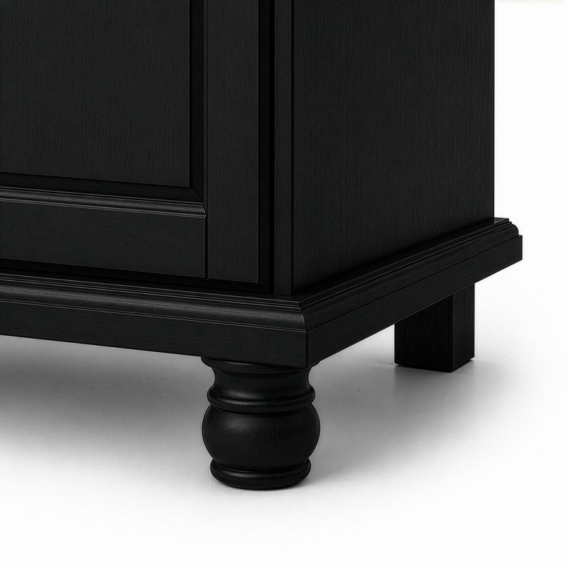 Armoire penderie 100% bois massif 4 portes Kyle, Noir