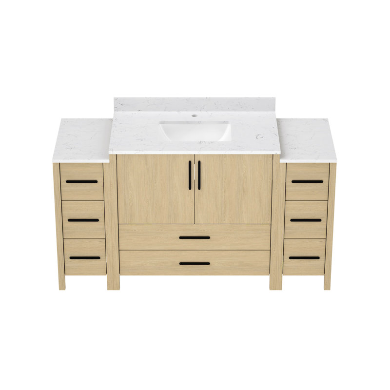 Meuble-lavabo sur pied simple 60 po x P 22 po x H 34 po avec comptoir blanc
