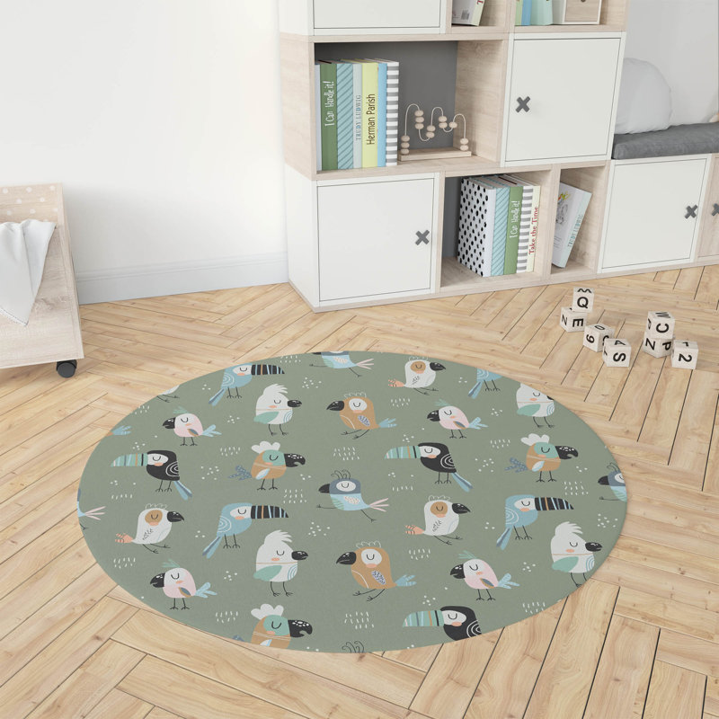 Tapis de jeu pour enfants Ol Birds, Rond 5 pi