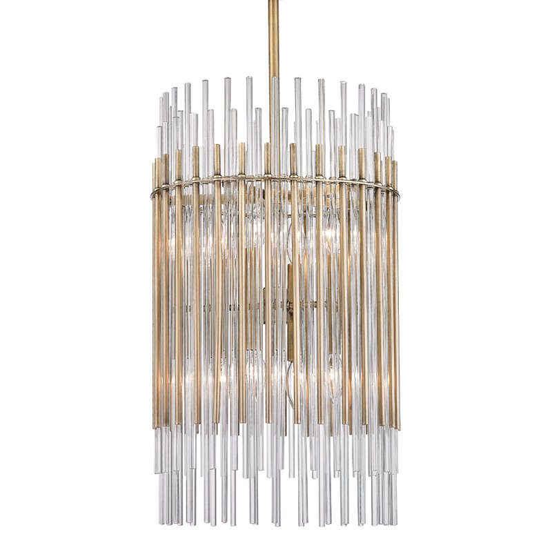 Wallis 10 Light Pendant, Aged Brass, 10