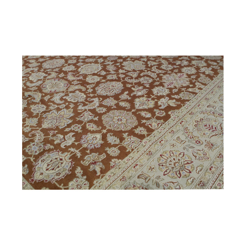 Hand-Knotted High-Quality Rust and Beige Area Rug