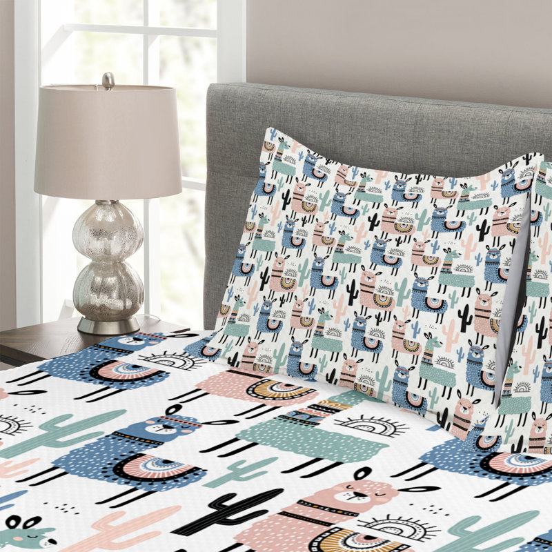 Adian Blue/White Microfibre Bedspread Set, 220 x 264 cm