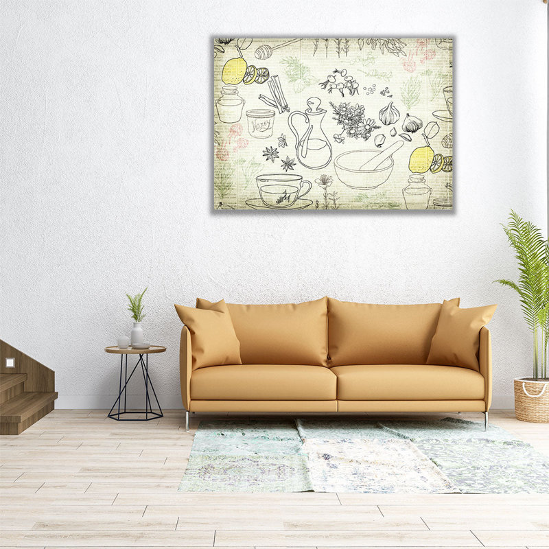 «Lemon Tea and Herbs», reproduction d'art sur toile, H 30 po x l 40 po