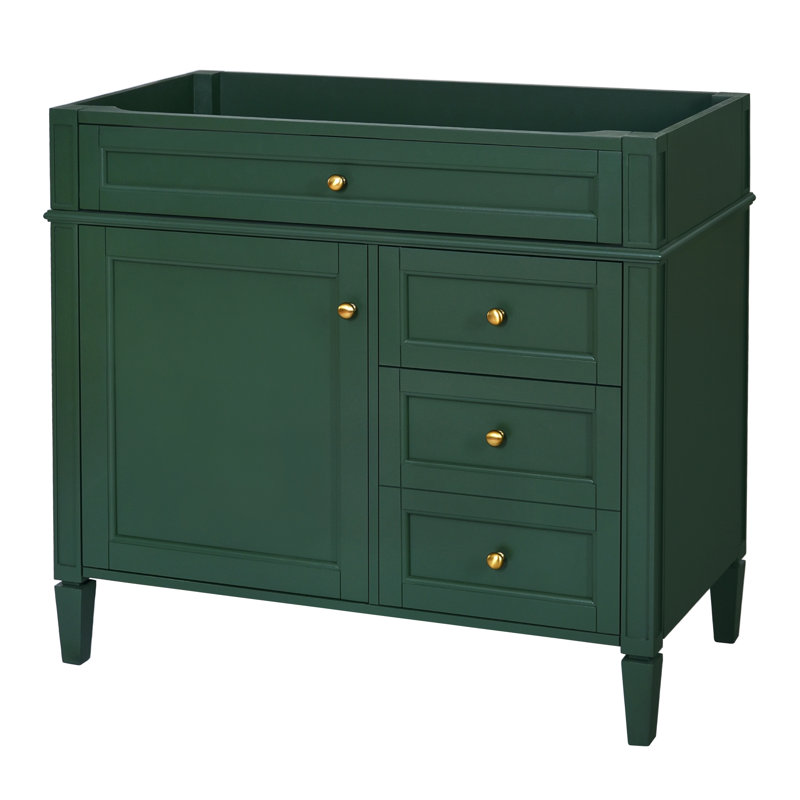 '' Bathroom Vanity Cabinet, Solid Wood Frame, 2 Drawers & Tip-out Drawer, Modern Design, Basin Sink Not Included