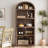 Bookcase 5 Shelf Arched Bookshelf 71.65in Tall Bookcase Farmhouse Display Storage Rack Wooden Bookshelves for Home Office, Living Room