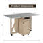 Armoire de rangement à roulettes verrouillable en chêne clair avec support à vin amovible