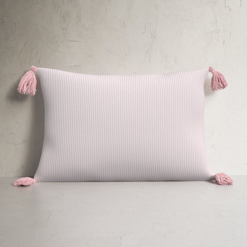 Fairlee Cotton Striped Lumbar Pillow, Blush