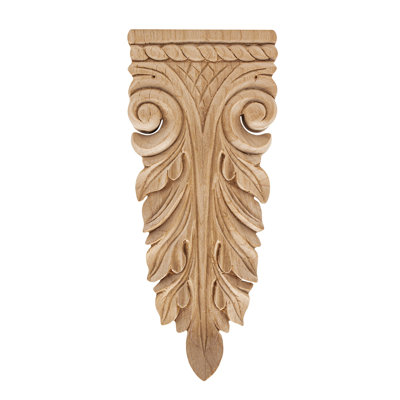 7-1/2 in x 3-1/8 in x 1 in Unfinished Hand Carved Solid Wood Onlay Acanthus Wood Applique -  Architectural Products by Outwater L.L.C., 3P5.13.00052