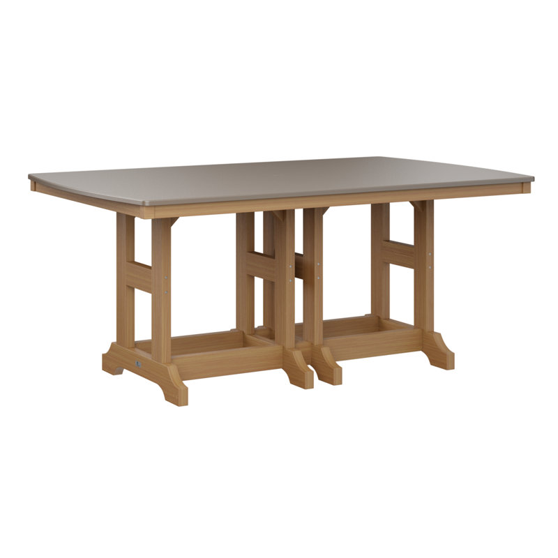 Berlin Gardens Garden Classic Rectangular Bar Table, Hammered Top Bronze, 35.5" H x 72" W x 44" D, Natural Teak