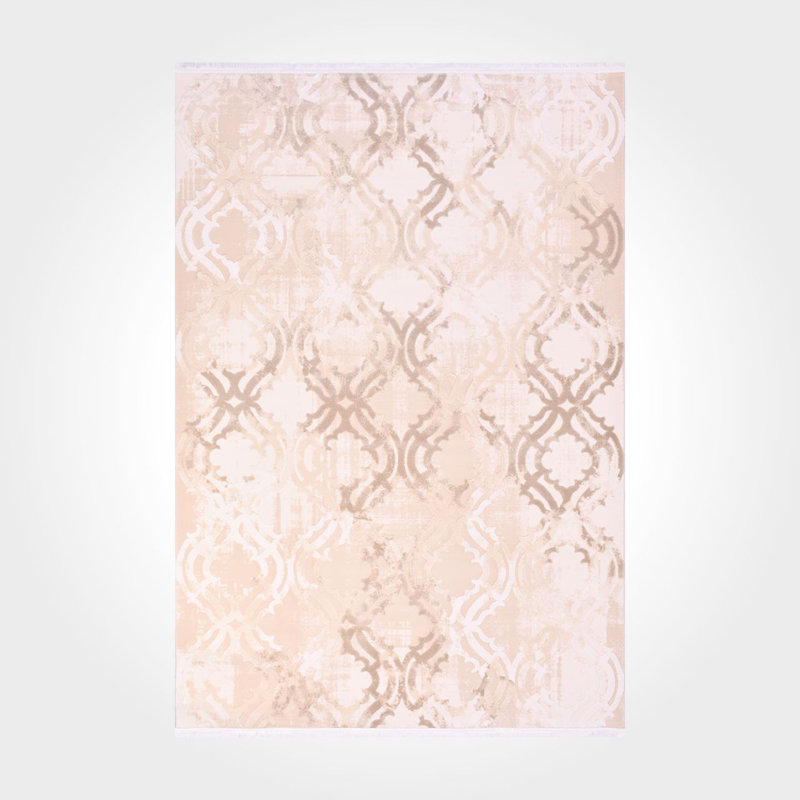 Tapis moderne / abstrait crème lavable à la machine antidérapant, Rectangle 3 pi 4 po x 6 pi 7 po