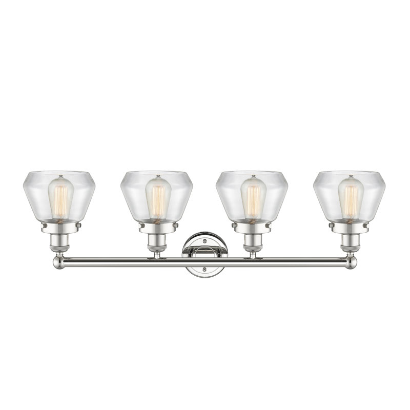 Éclairage de salle de bain 4 lumières à intensité variable Rivka, Transparent, Nickel poli