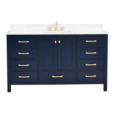 60" Bathroom Vanity With Engineered Stone Top