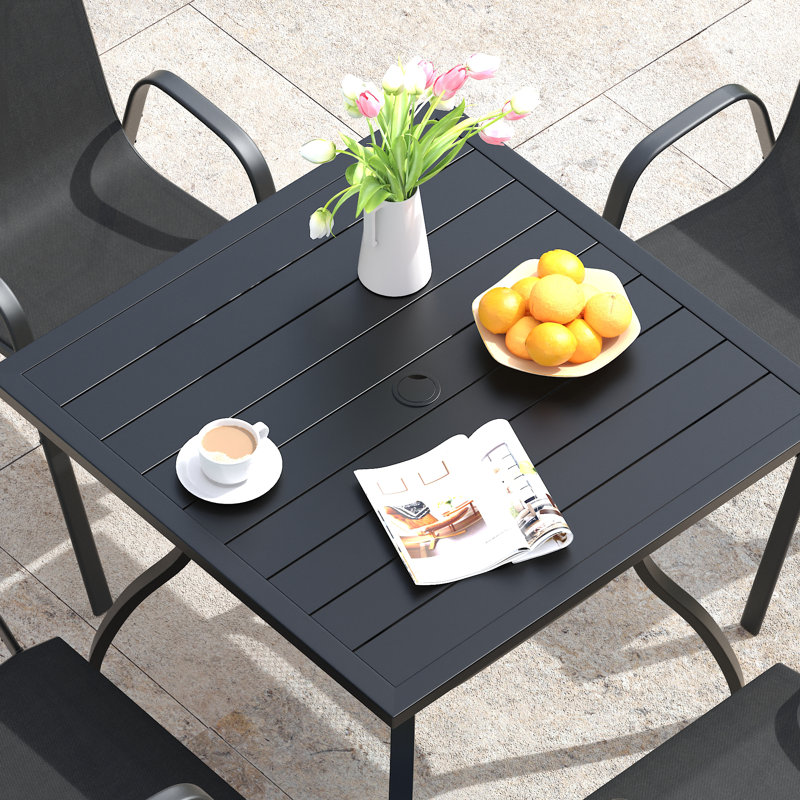 Ensemble repas pour 4 personnes avec chaises empilables, Noir