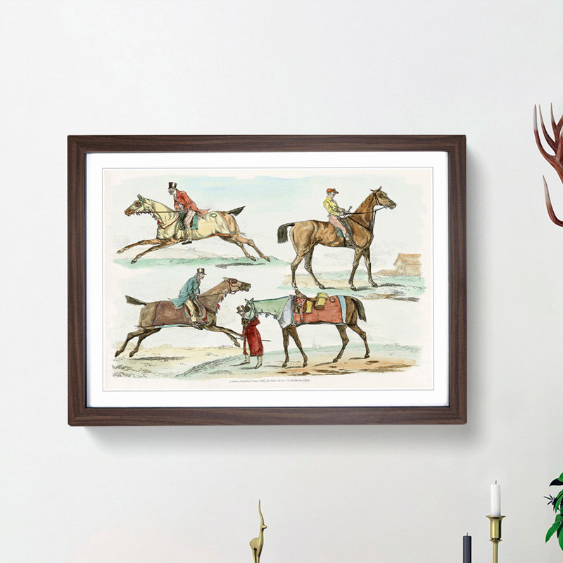 Horse Riding by Henry Alken - Framed Print, Walnut Framed, 48cm H x 65cm W x 2cm D