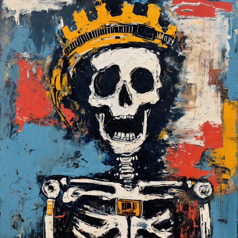 Skeleton 60-Hommage-Basquiat, estampe numérique sur toile tendue avec châssis, H 15 po x l 15 po