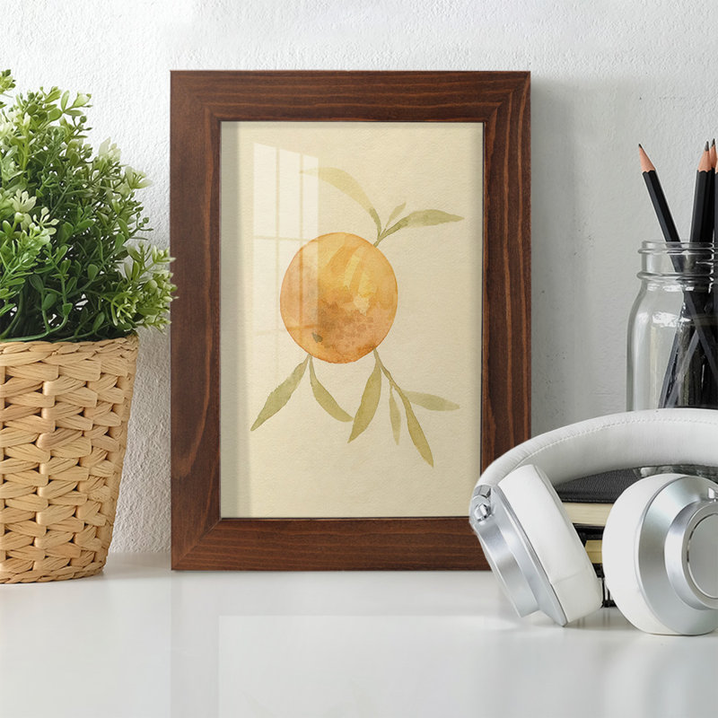 «Dappled Oranges II» - reproduction d'un seul cadre photo, H 7 po x l 5 po x P 1 po, Cadre châtaignier