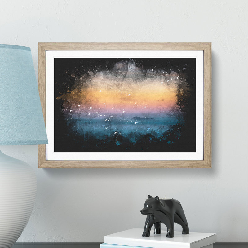 Beautiful Beach Paint Splash - Framed Print, 33cm H x 45cm W x 2cm D, Oak Framed