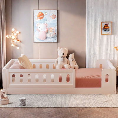 Wooden Platform Bed With Semi-enclosed Fence