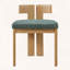 Chaise de salle à manger d'intérieur avec structure en bois d'hévéa et assise moelleuse verte, ensemble de 2-636020647